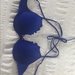 Royal blue, ver flattering, ruffly cupped swim top